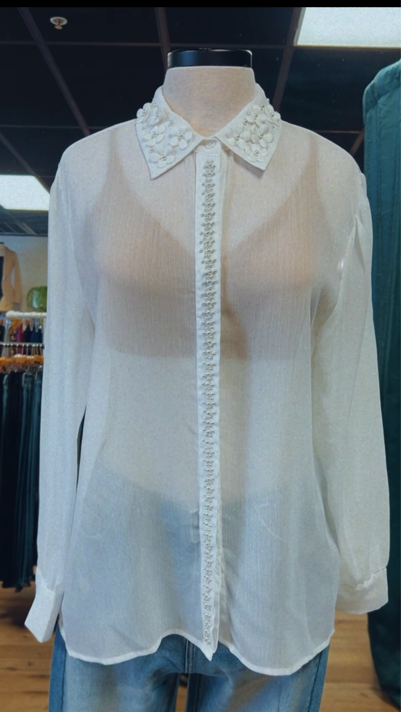 White Sheer Button
