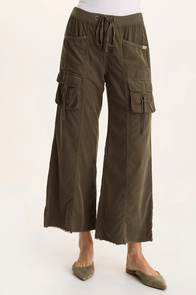 Heta Corduroy Wide-Leg Drawstring Cargo Pant