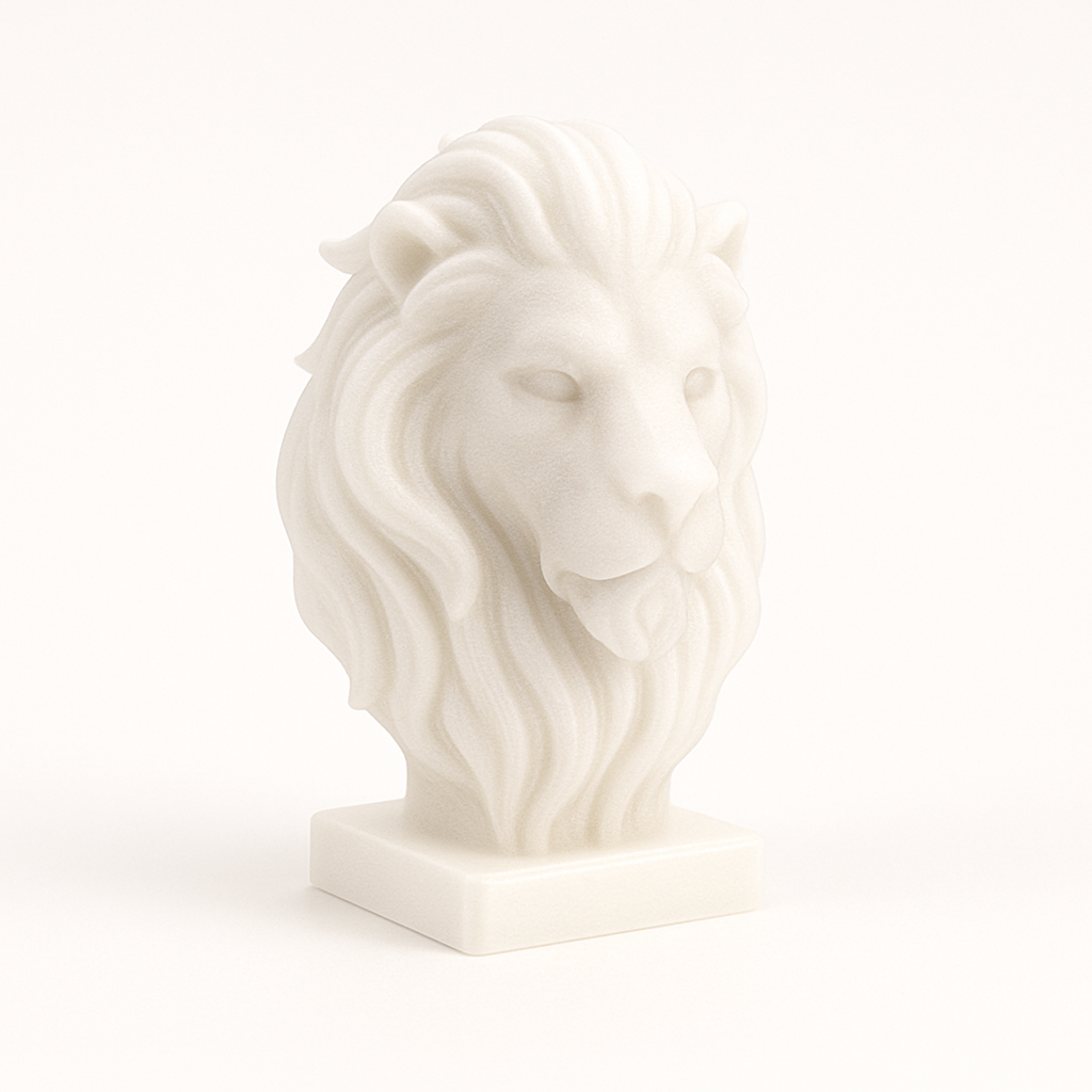 Ivory Lion Head Sculpture