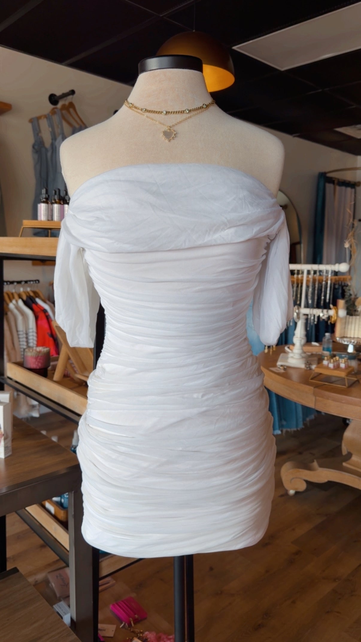 White Ruched Dress