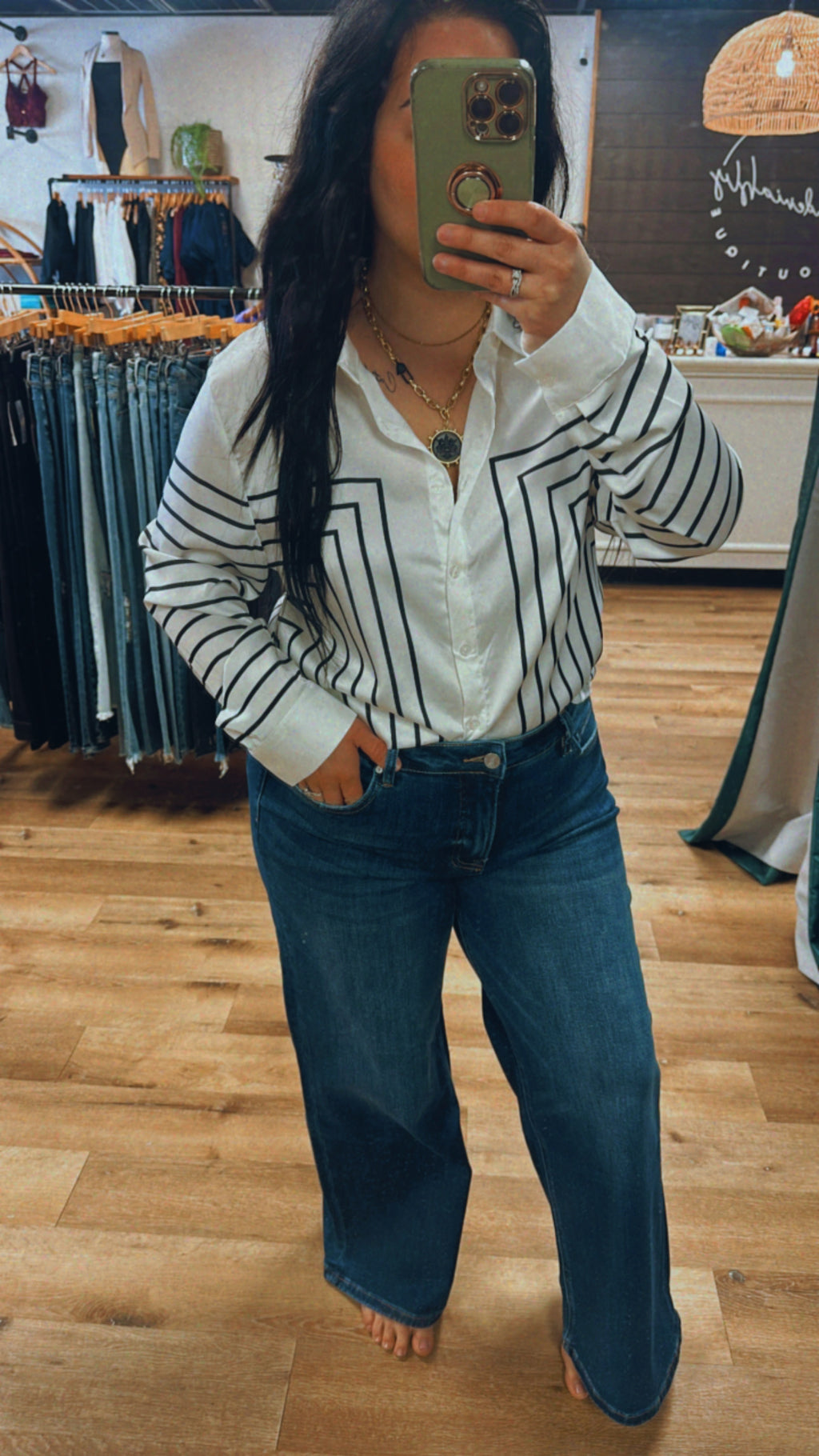 Striped White Blouse