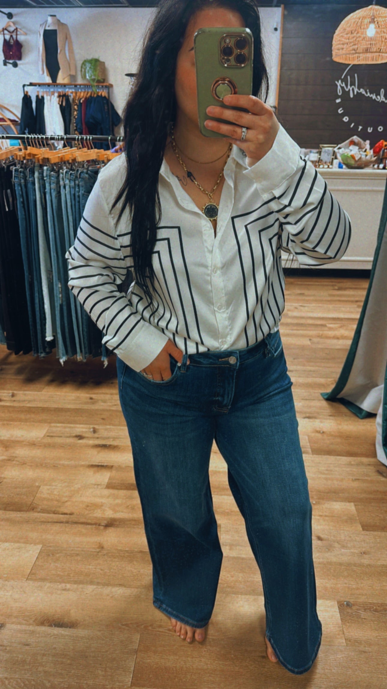 Striped White Blouse