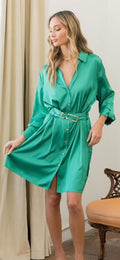 Elegant Satin Button Down Dress