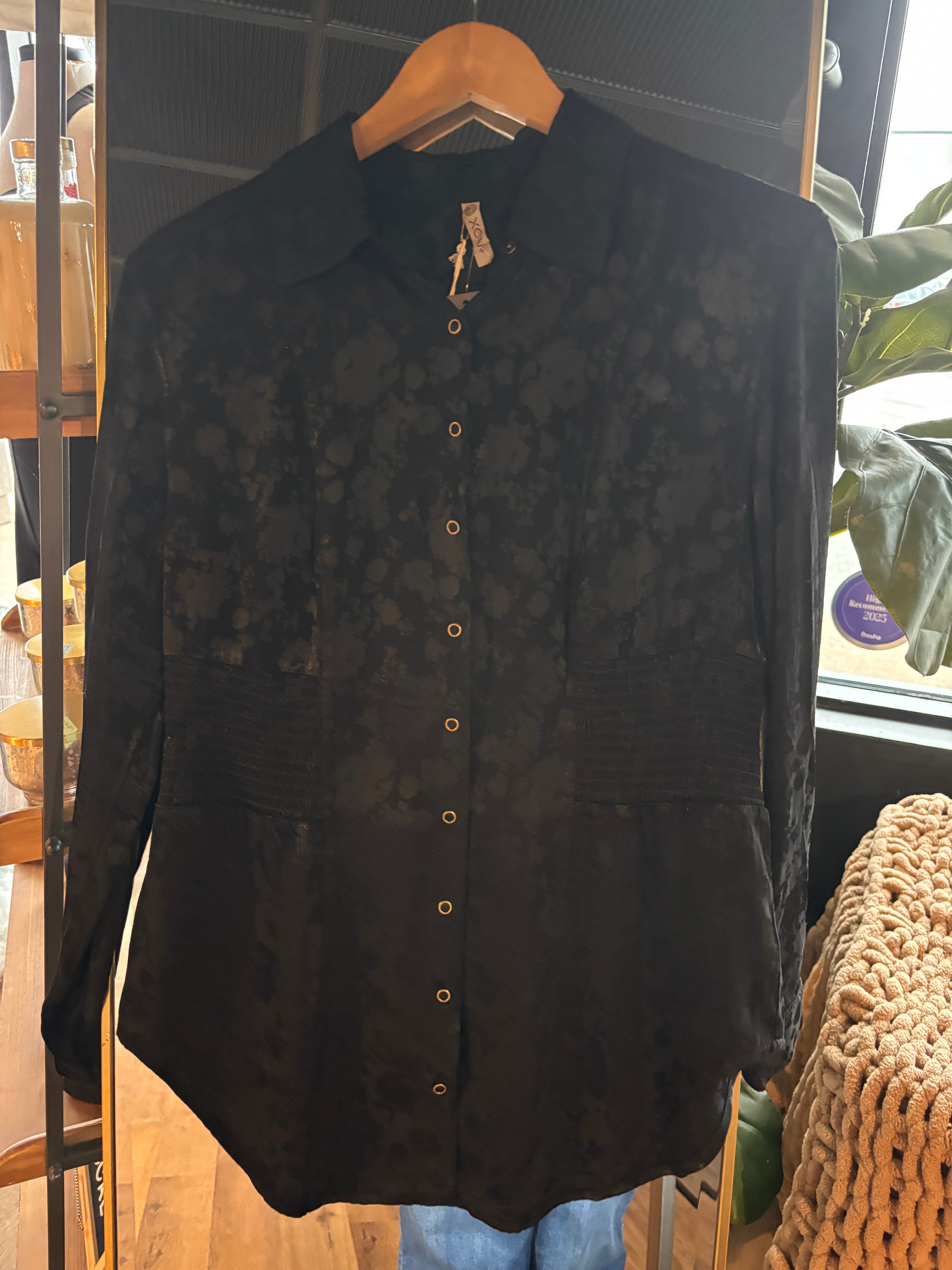 Satin Button Down Blouse