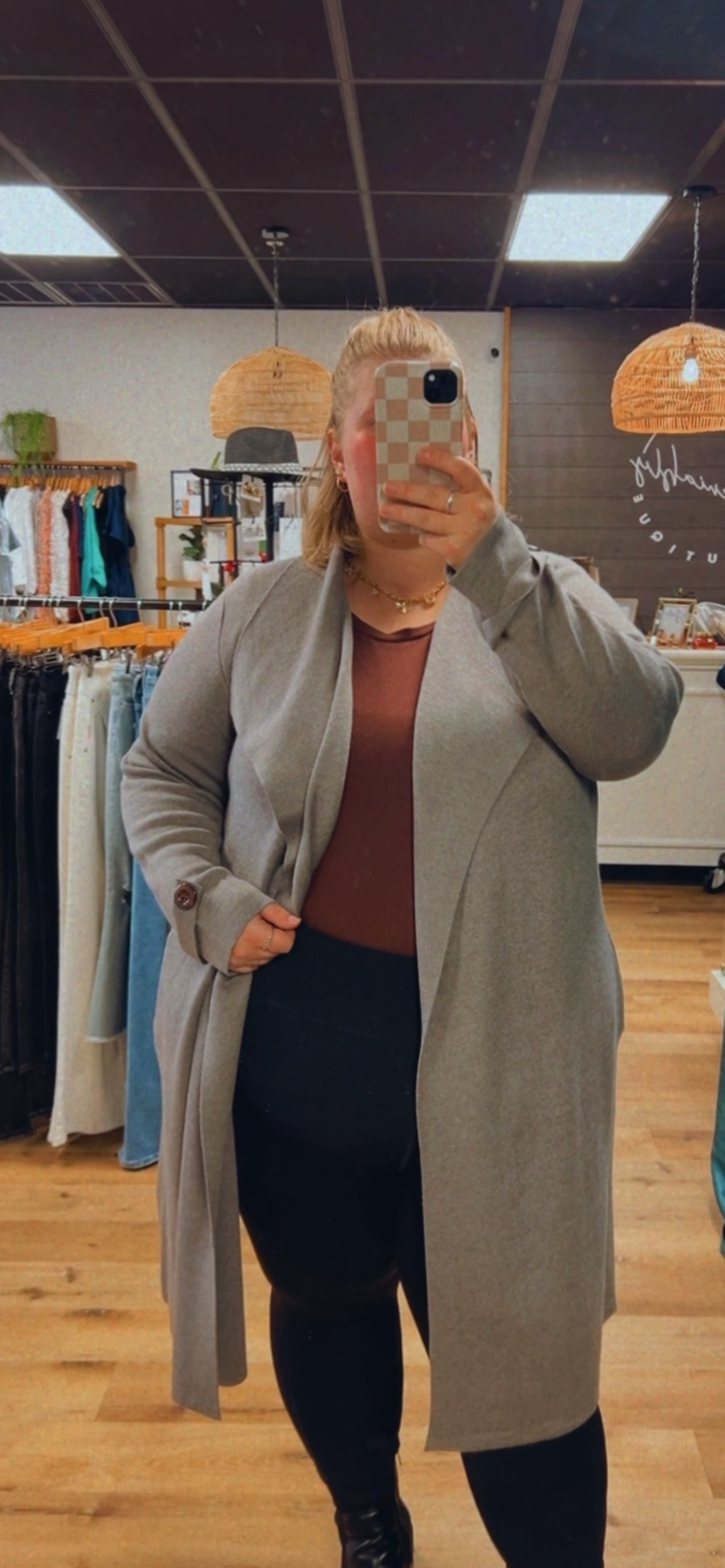 Woven Gray Trench Coat