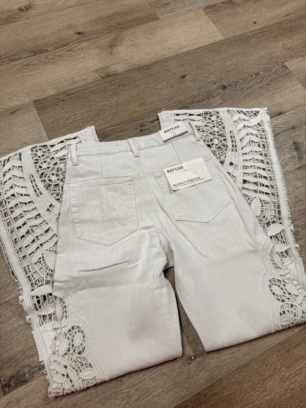 Bayeas High Rise Lace Embroidered Wide Leg Pants