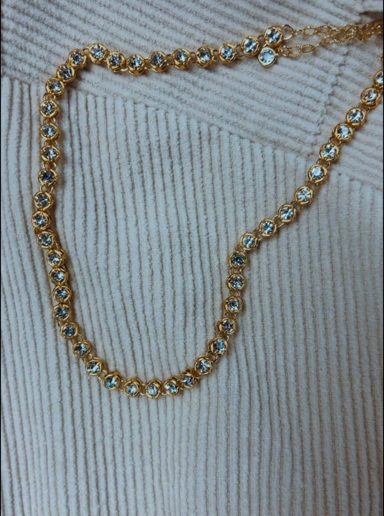 Station Crystal Studded Necklace Medium