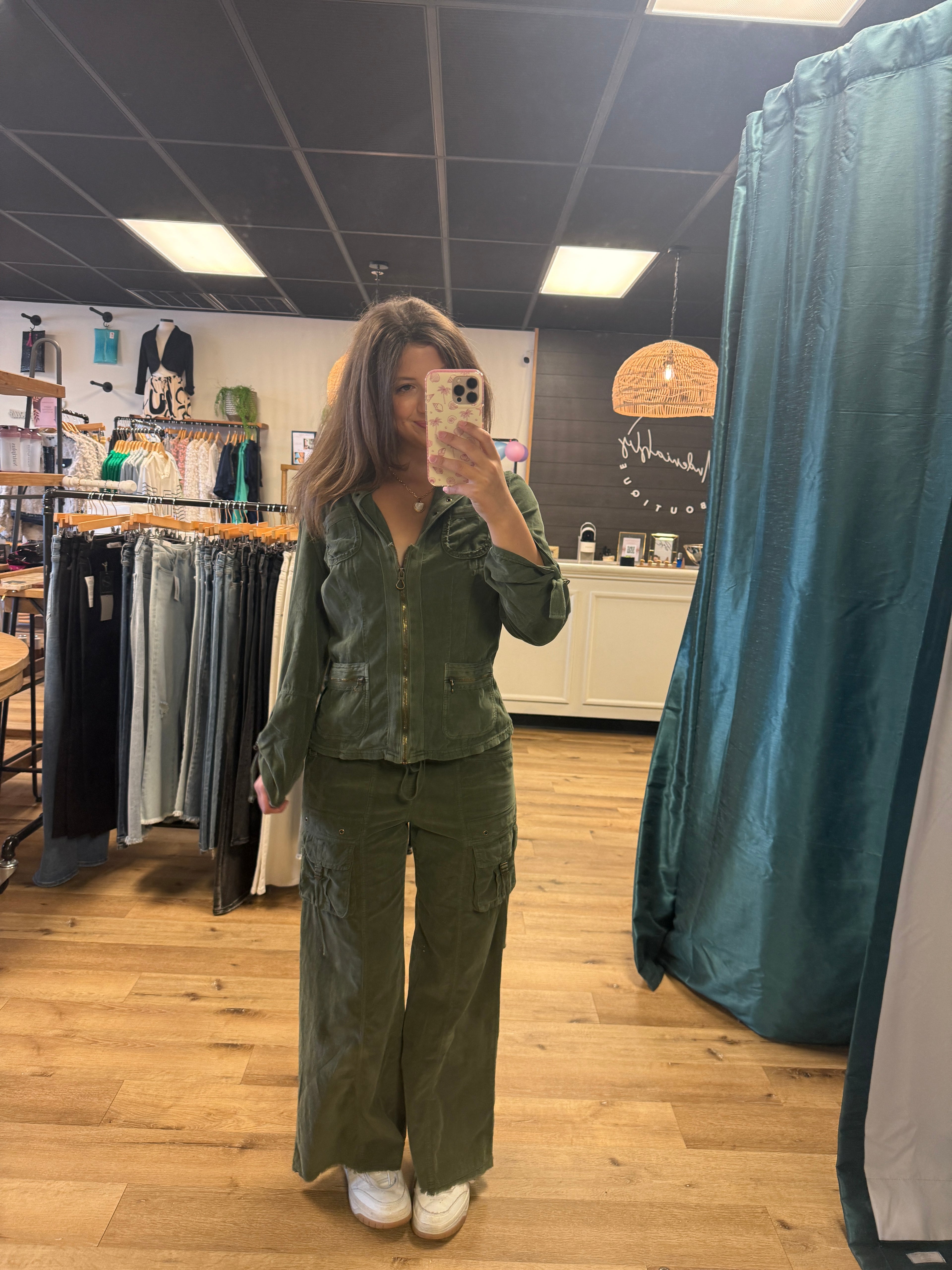 Heta Corduroy Wide-Leg Drawstring Cargo Pant