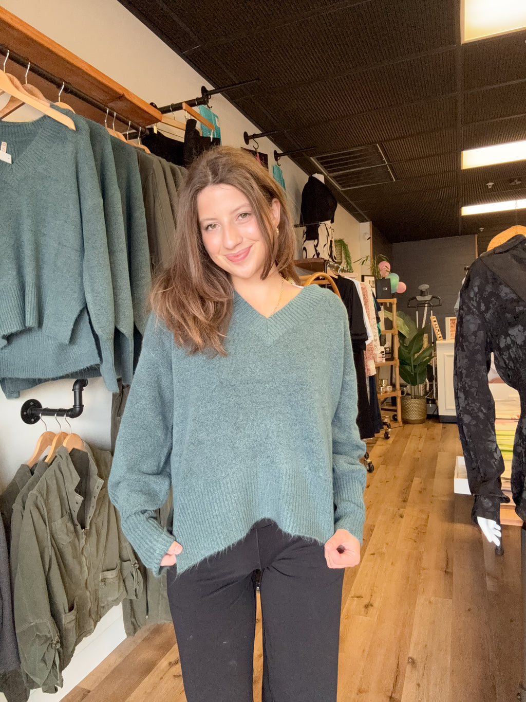 Bronte Relaxed Fit V-Neck Knit Sweater