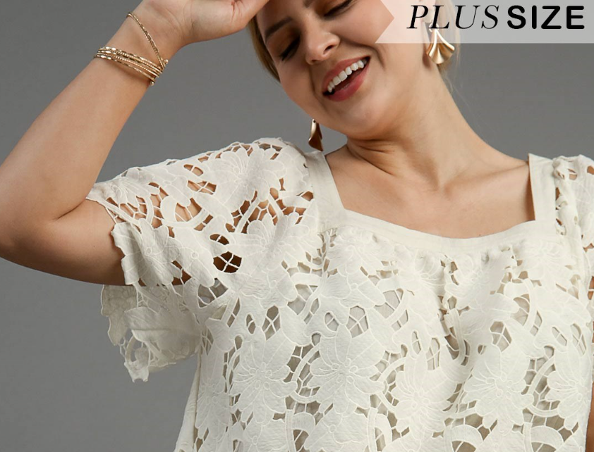 White Lace Short Sleeve Blouse