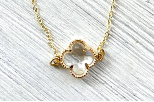 Gold Crystal Clover Necklace