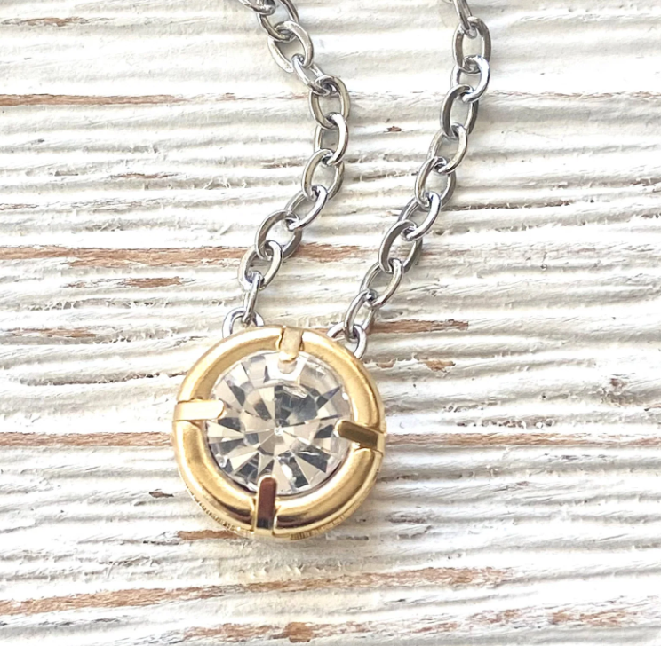 Two Toned Crystal Guiding Light Necklace