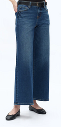 Bayeas Dark Blue Mid Rise Wide Leg