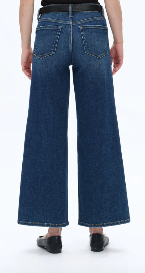 Bayeas Dark Blue Mid Rise Wide Leg