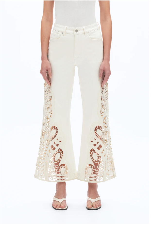Bayeas High Rise Lace Embroidered Wide Leg Pants