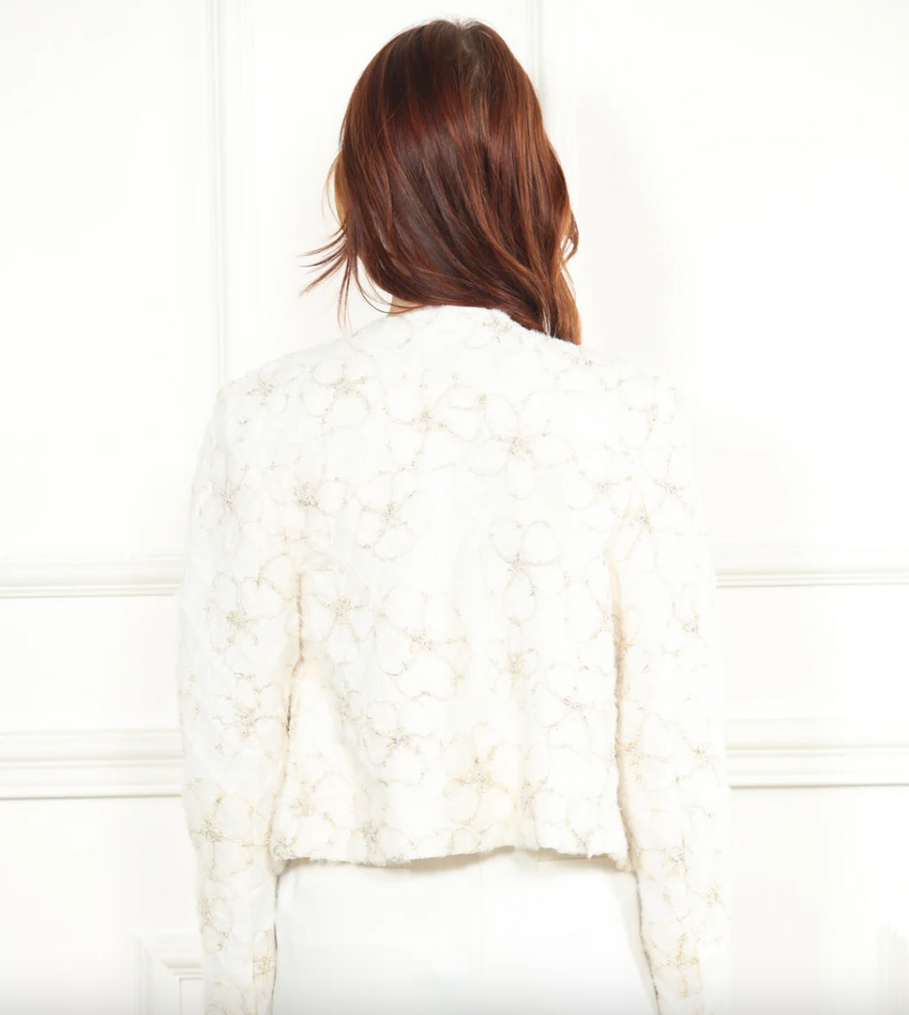 Gold Embroidered Flower Cardigan