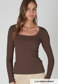 French Roast Ribbed Square Long Sleeve Top