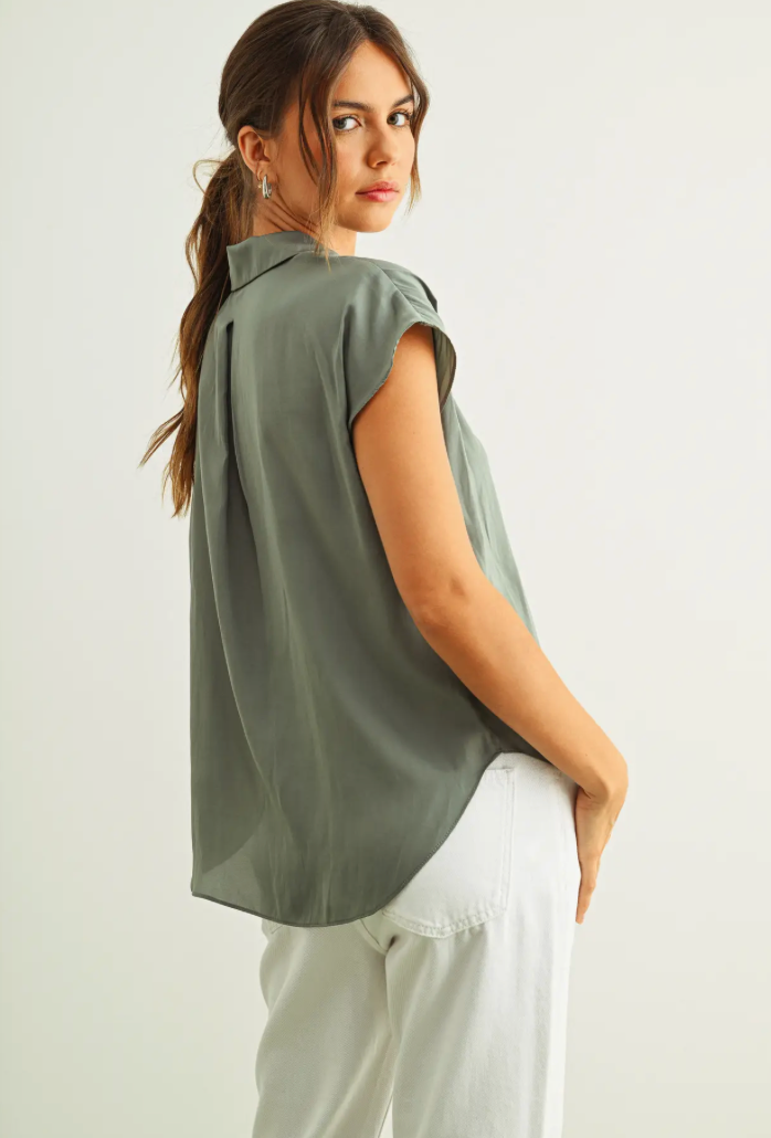 Jade Button Cap Sleeve
