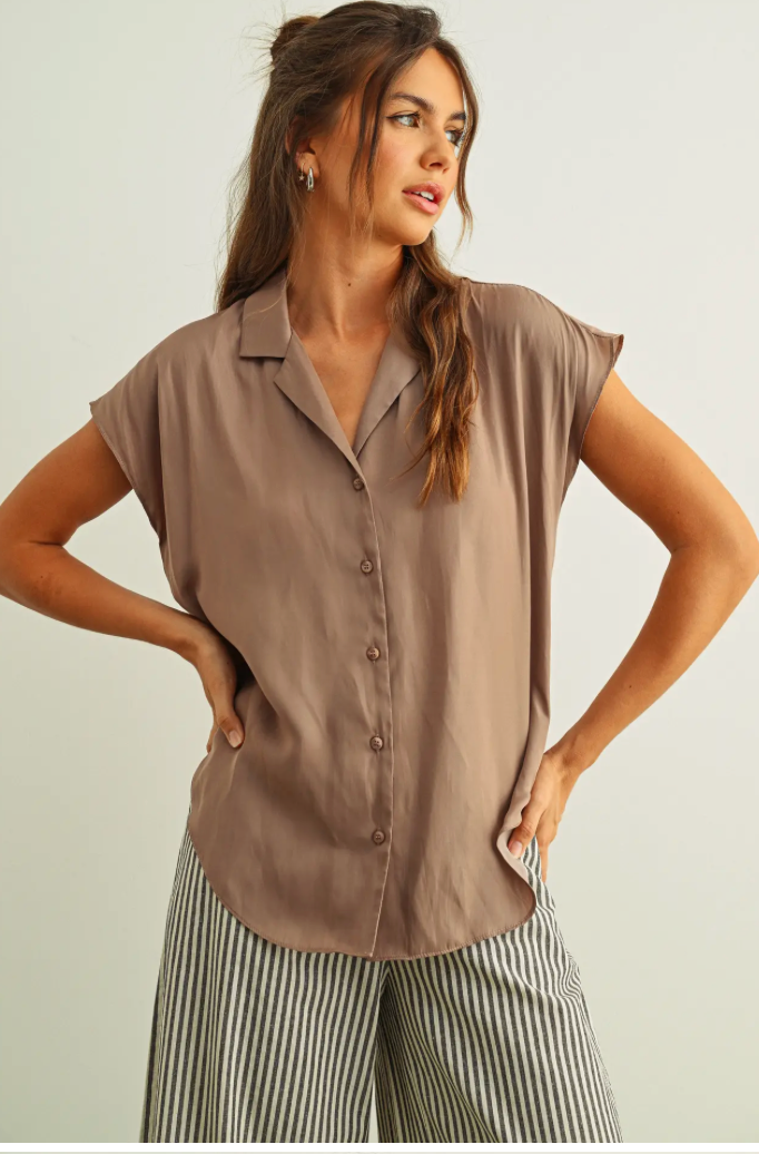 Rose Button Cap Sleeve