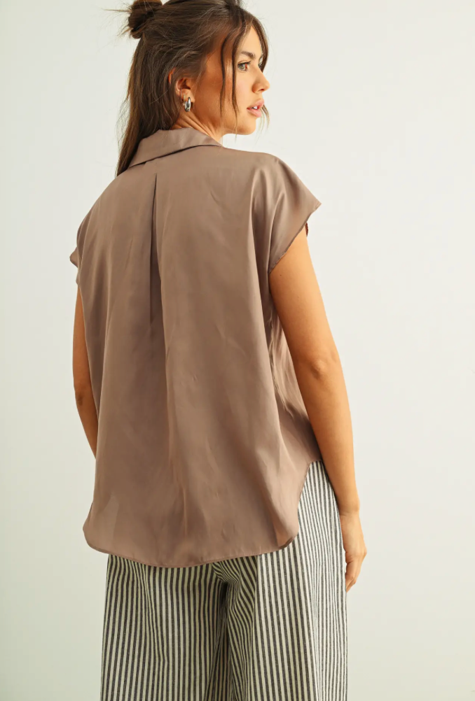 Rose Button Cap Sleeve