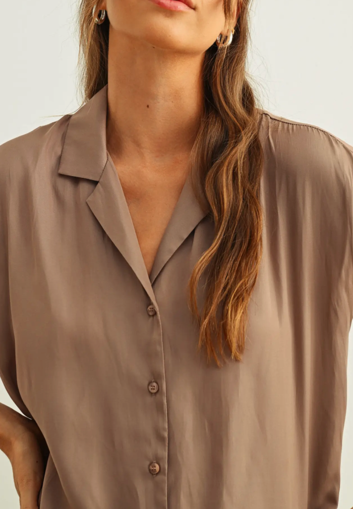Rose Button Cap Sleeve