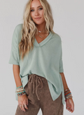 V Neck Ribbed Essential Tee