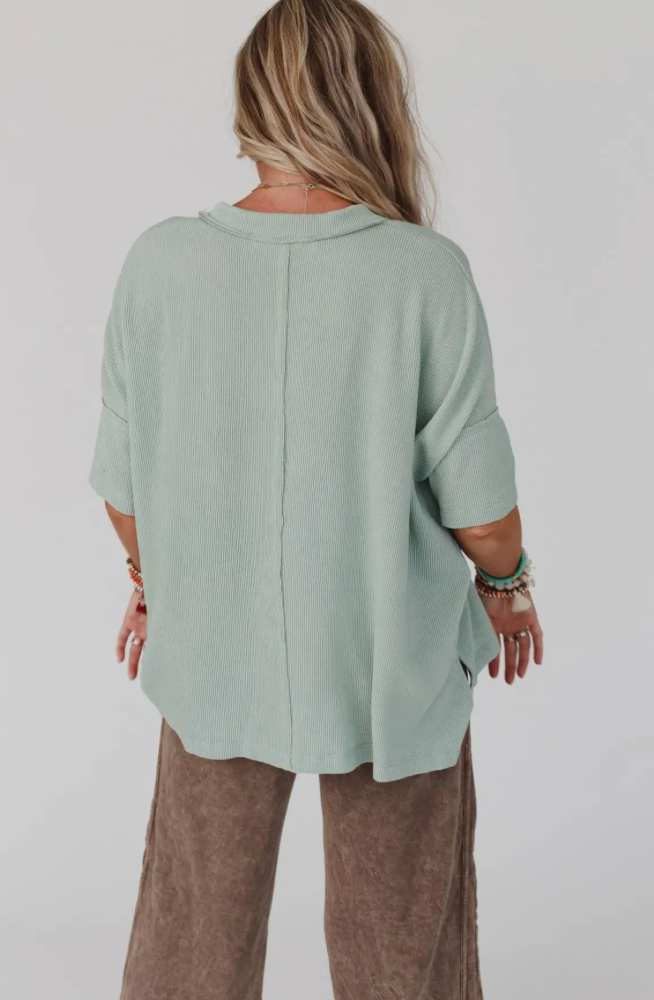 V Neck Ribbed Essential Tee