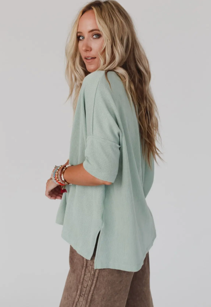V Neck Ribbed Essential Tee
