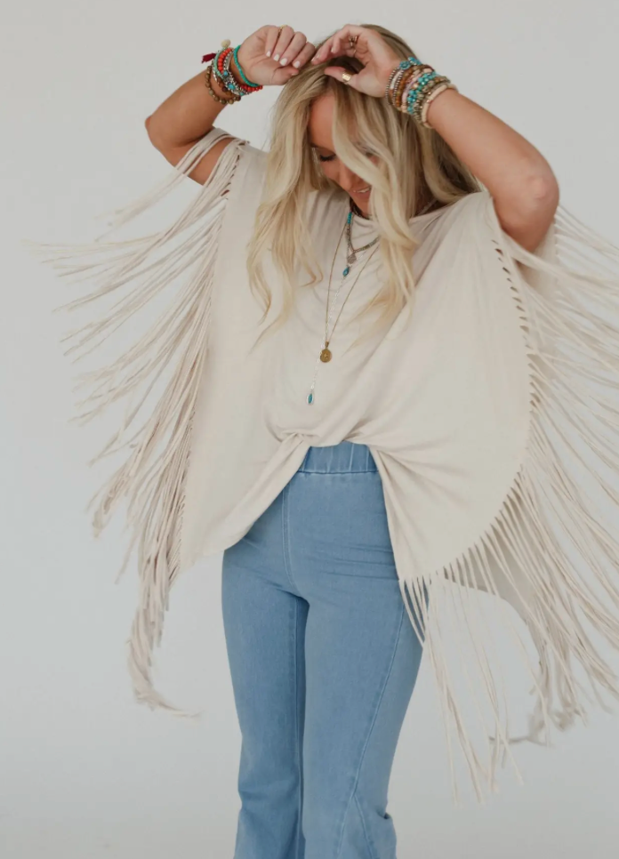 Oat Glow Fringe Top