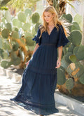 Navy Blue Lace Maxi Dress