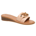 Nude slides with gold chain detail