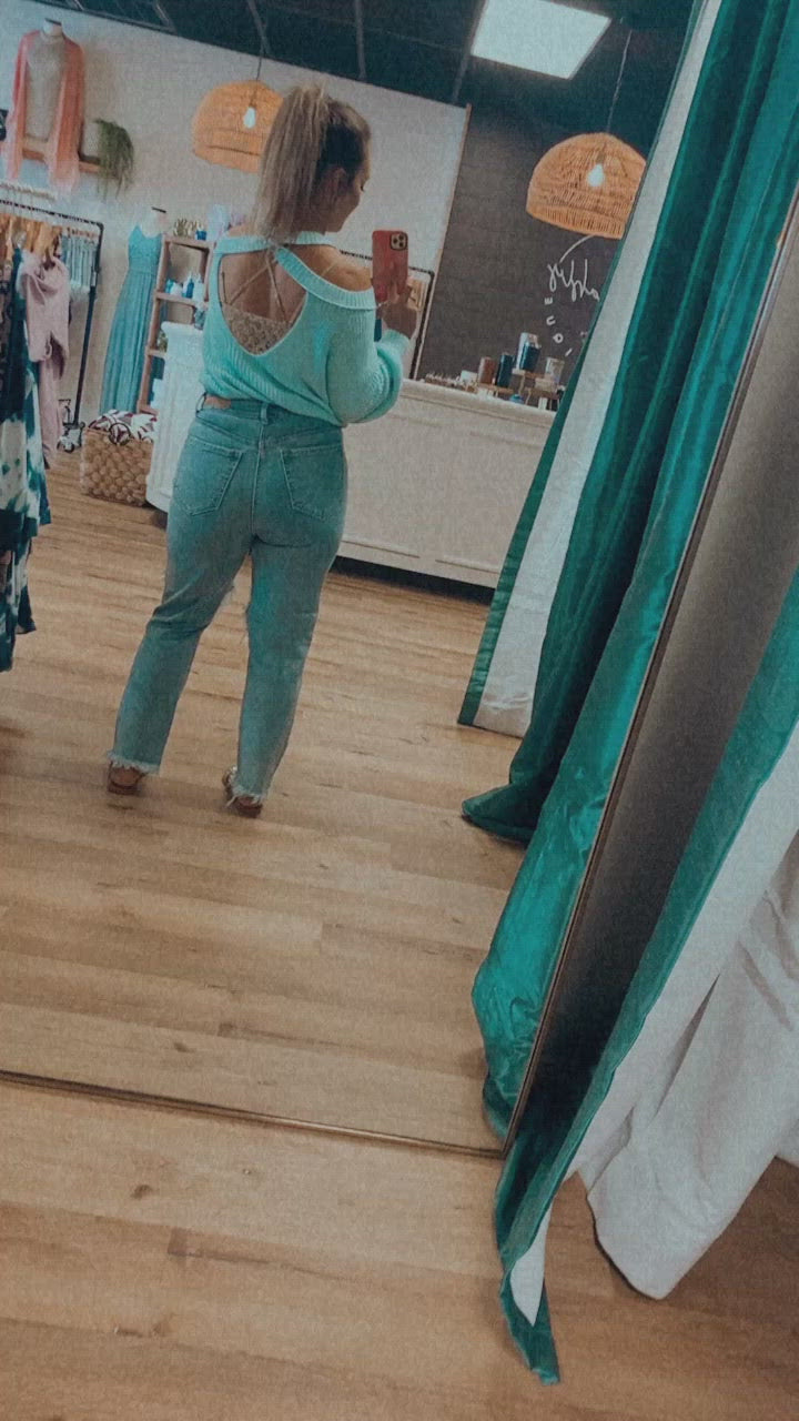 Cello Hi-Rise Distress Crop