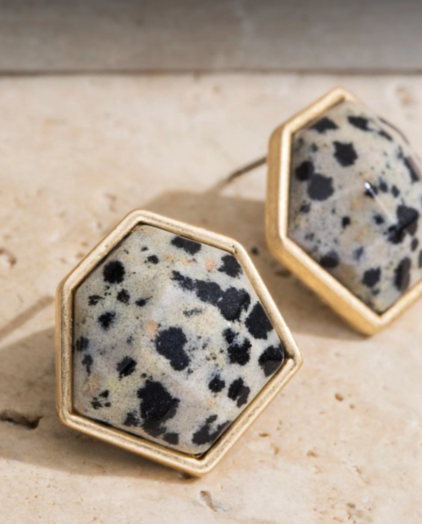 Stone Hexagon Stud