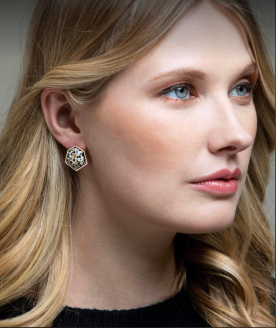 Stone Hexagon Stud