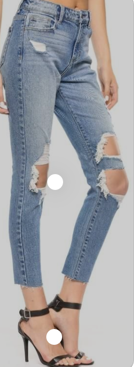 Cello High-Rise Raw-Hem Mom Jean