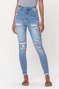 Cello High Rise Destroyed Frayed Ankle Skinny