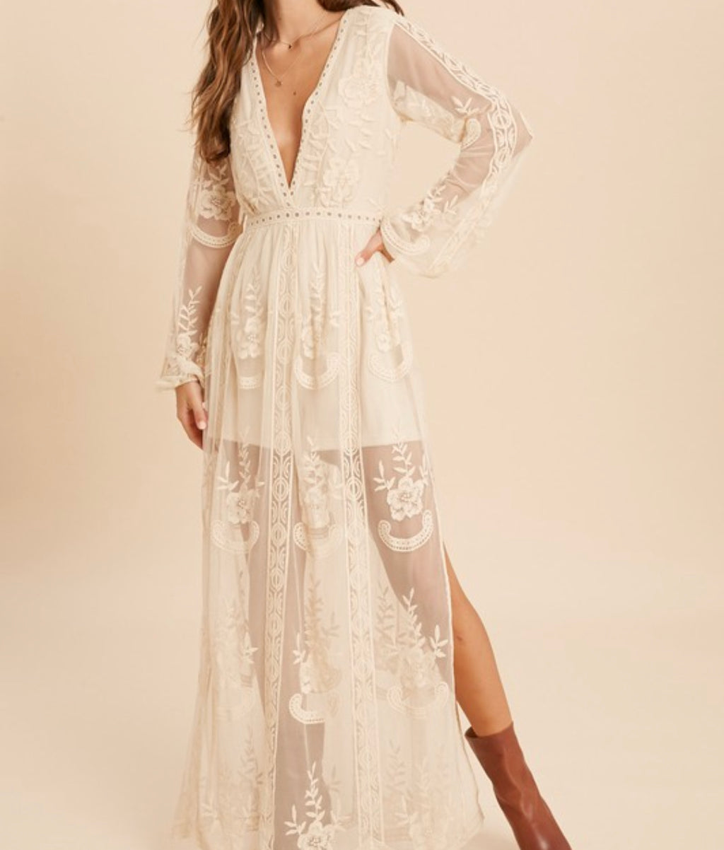 The Castle Getaway Soft Lace Romper Dress