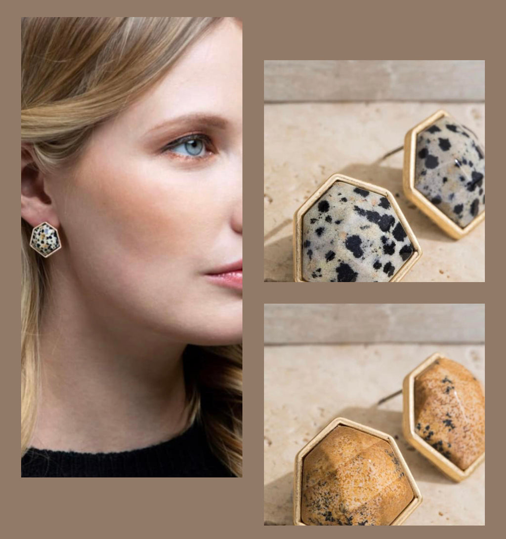 Stone Hexagon Stud