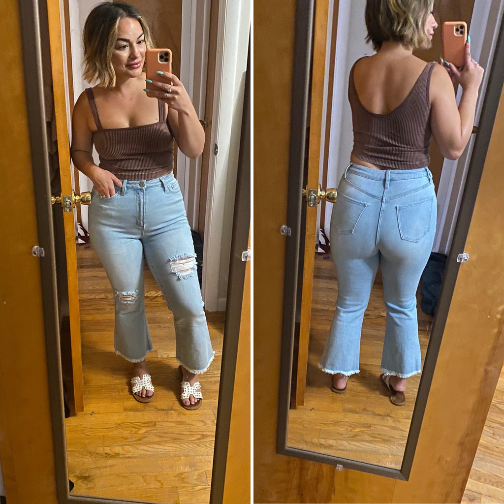 Light Wash Ankle Flares
